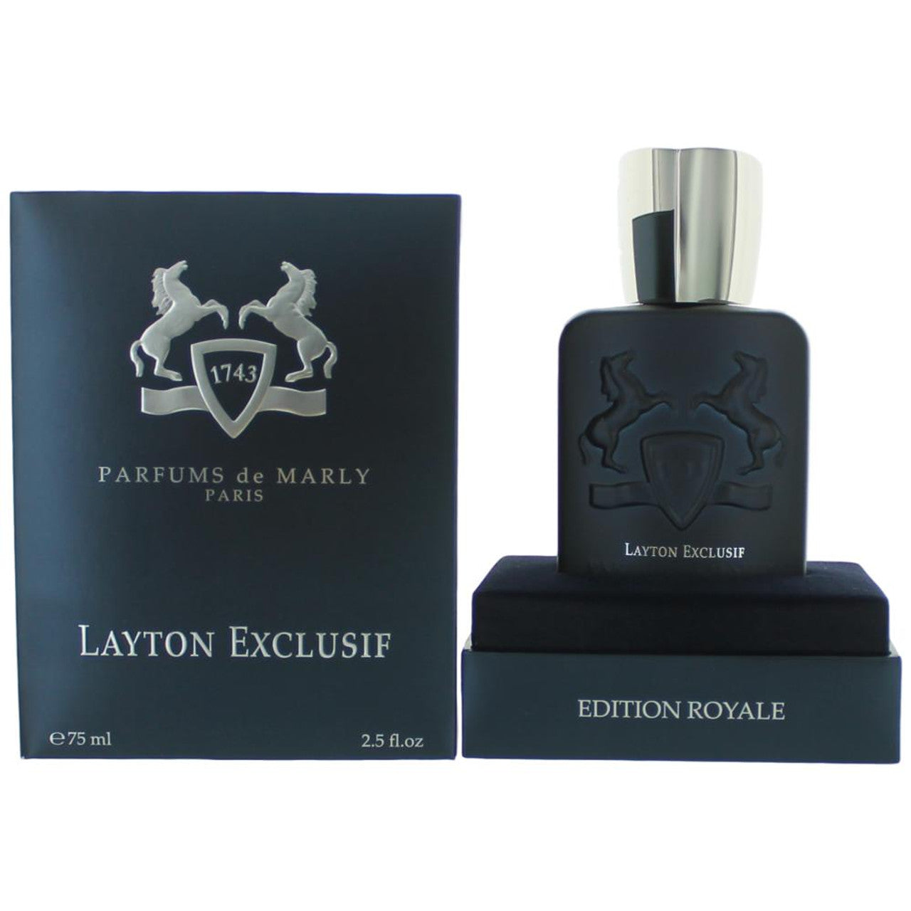 2.5 oz blue bottle and packaging for parfums de marly layton exclusif 